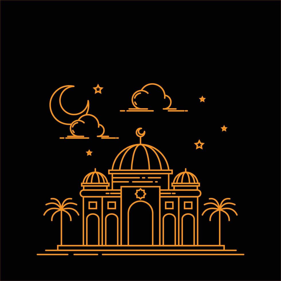 Mosque icon. Mosque Vector design illustration. Mosque Islamic symbol. Mosque simple line art.