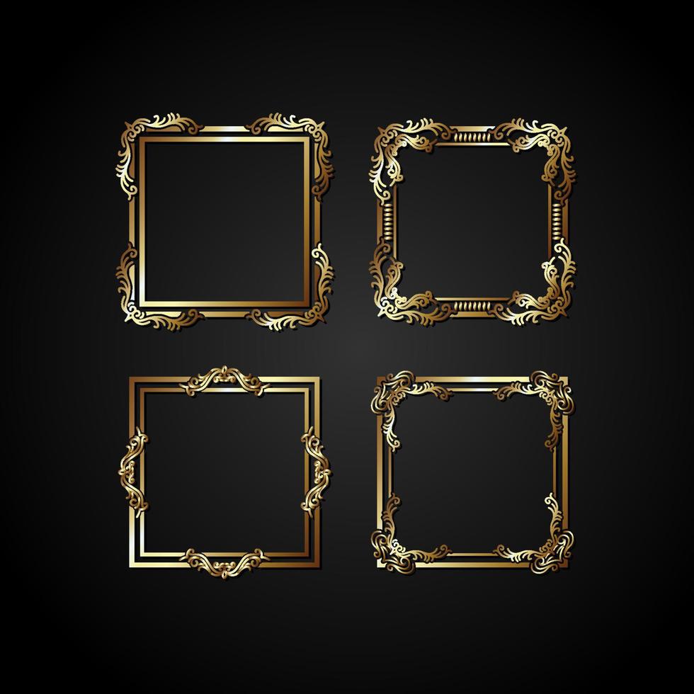 Luxury gold frame vector ornament. Vintage ornament, greeting card wedding invitation. Vector template labels and badges.