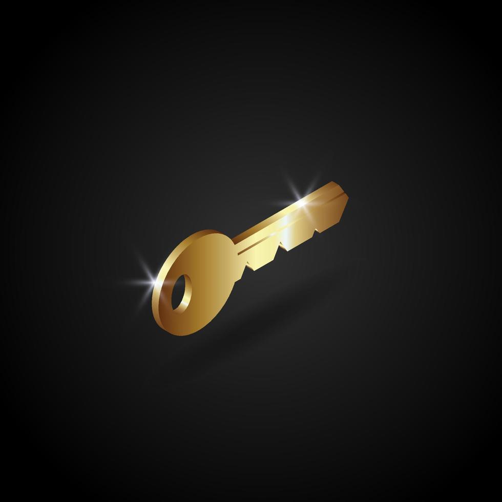 Luxury golden key vector illustration. The key symbol. Key icon.