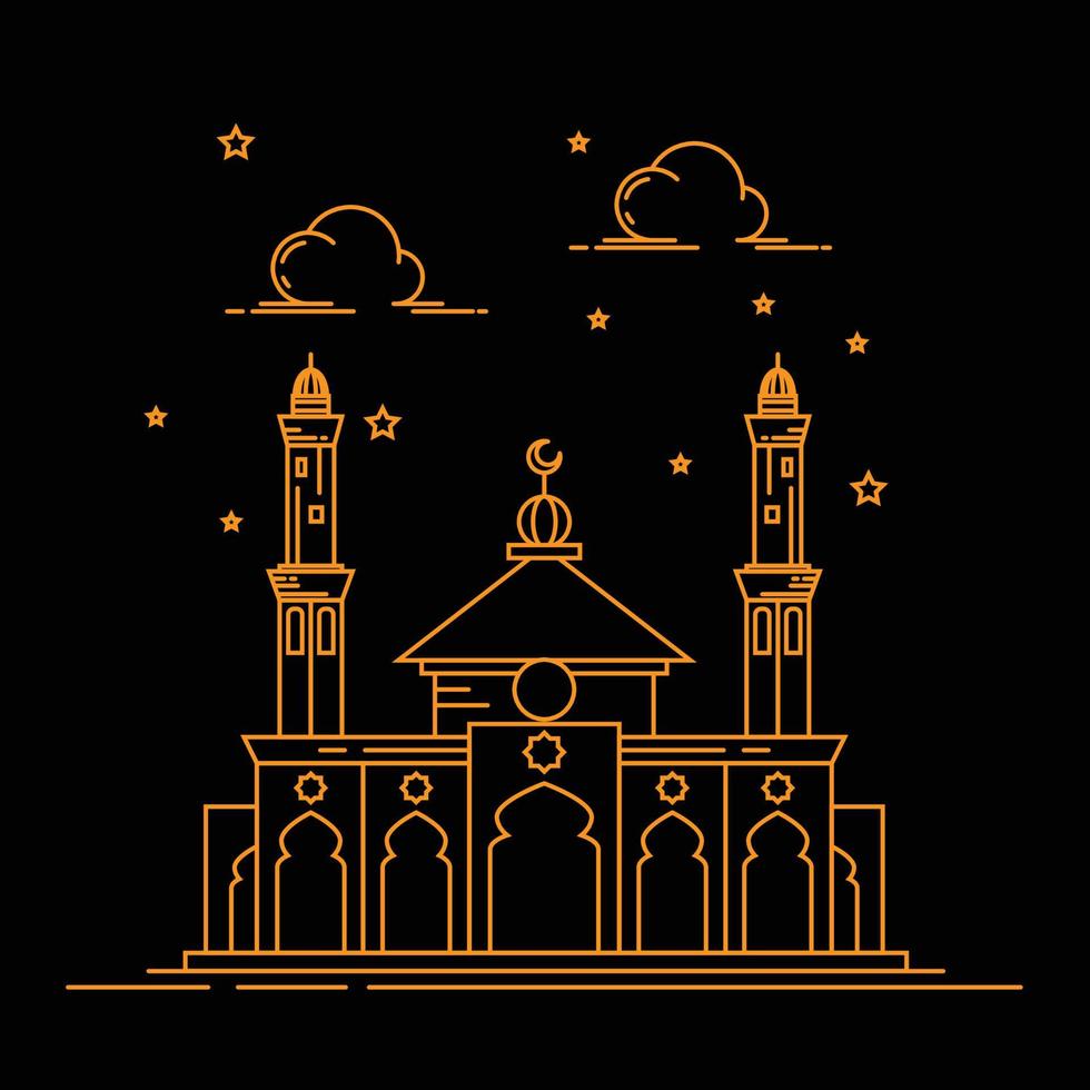 Mosque icon. Mosque Vector design illustration. Mosque Islamic symbol. Mosque simple line art.