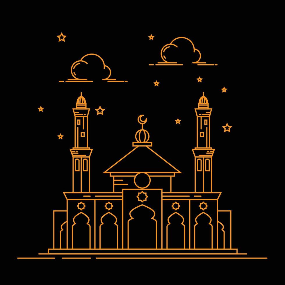 icono de la mezquita. ilustración de diseño de vector de mezquita. símbolo islámico de la mezquita. arte de línea simple de mezquita.