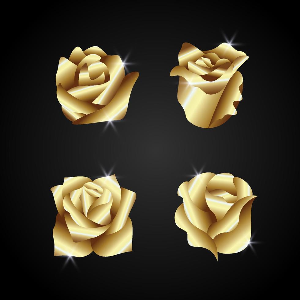 Golden rose flower. Golden rose flower vector design illustration. Rose flower symbol. Golden rose flower simple sign.