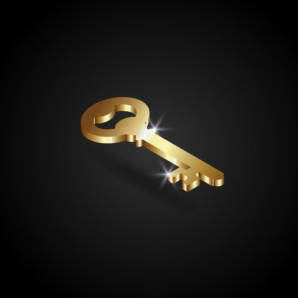 Ilustración de vector de llave dorada de lujo. el símbolo de la llave. icono de llave