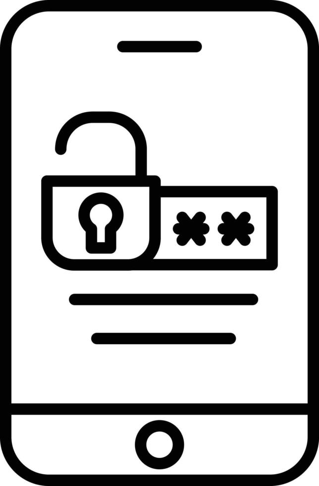 Unlock Mobile Outline Icon vector