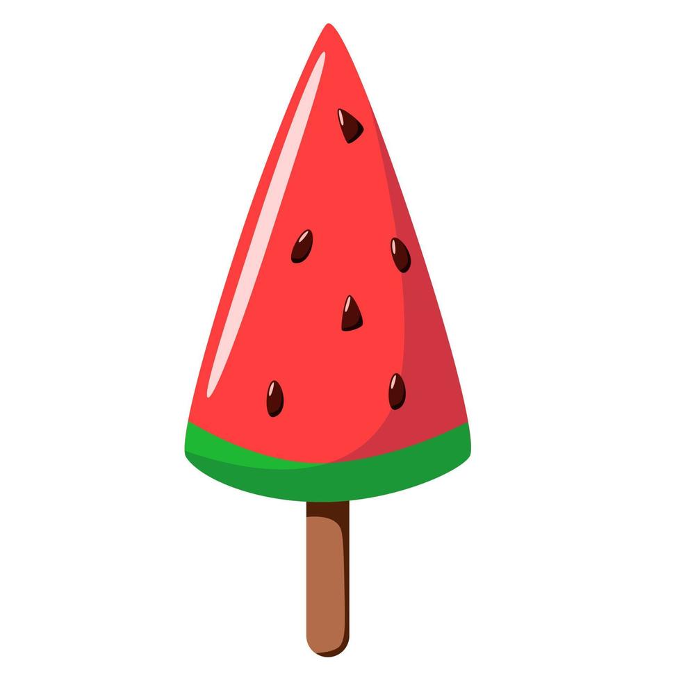 delicious watermelon ice cream. Sweet summer treat on a stick. vector