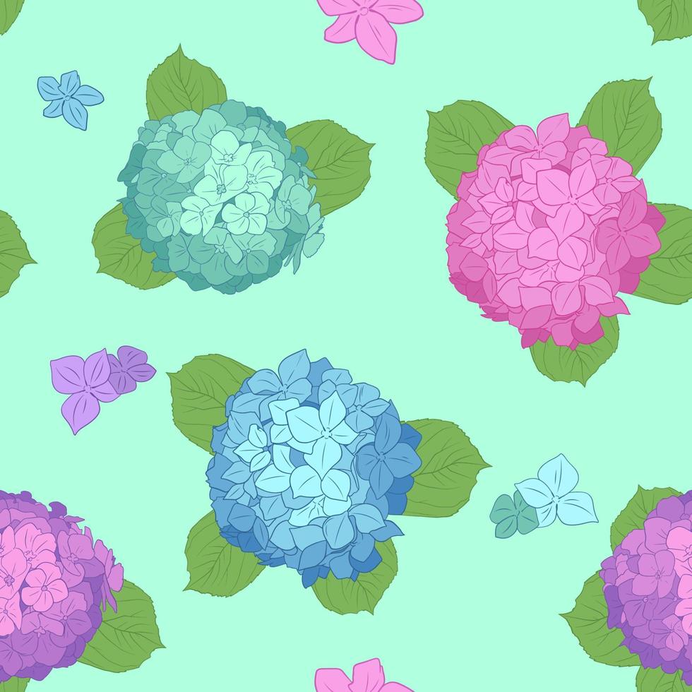 Seamless Hydrangeas Pattern vector