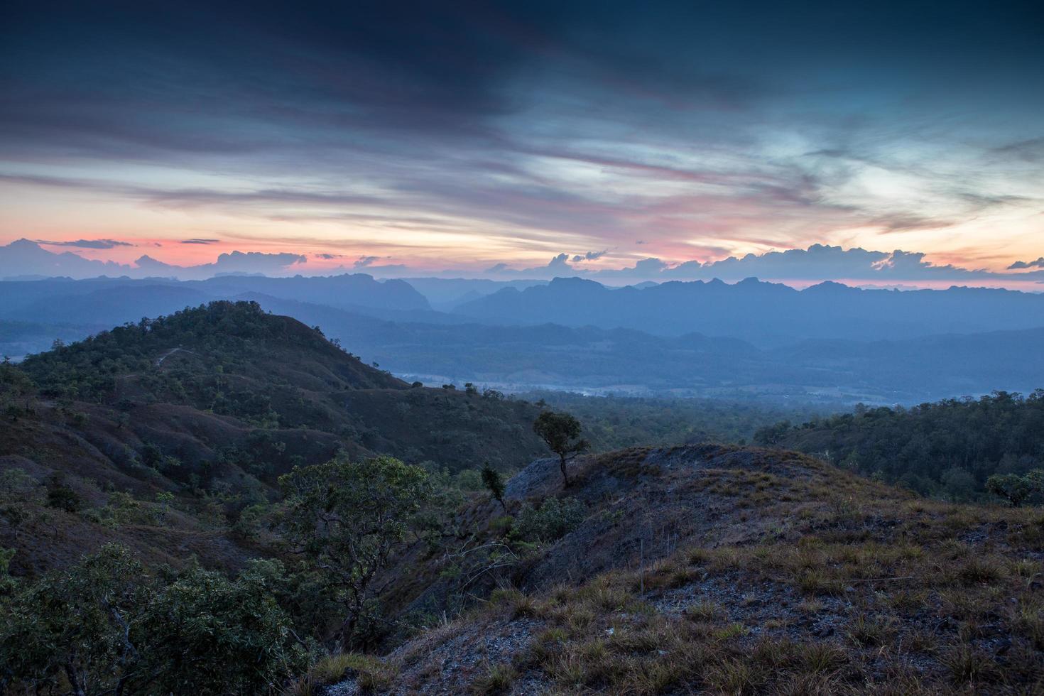 landscape with mountains sunset photo