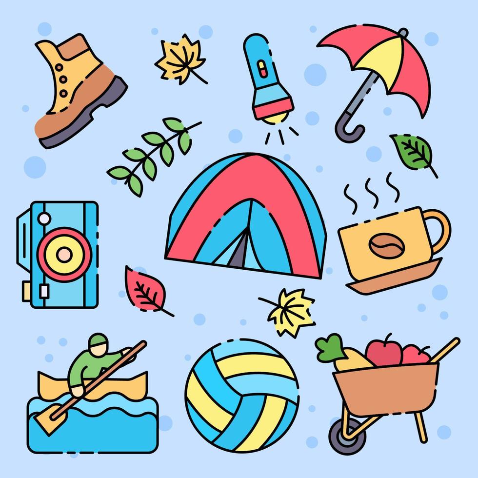 Fall Outdoor Activity Icon Set vector