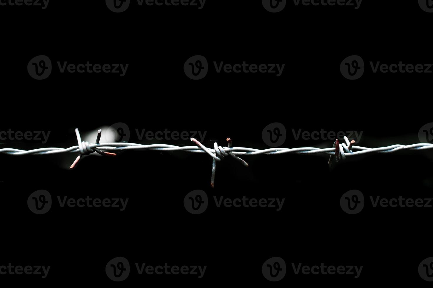 Close-up of a barbed wire fence in a restricted area. photo