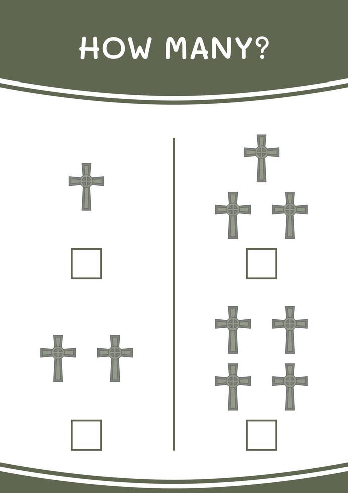 How many of Christian cross, game for children. Vector illustration, printable worksheet