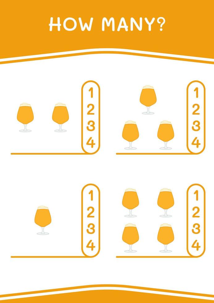 How many of Beer, game for children. Vector illustration, printable worksheet