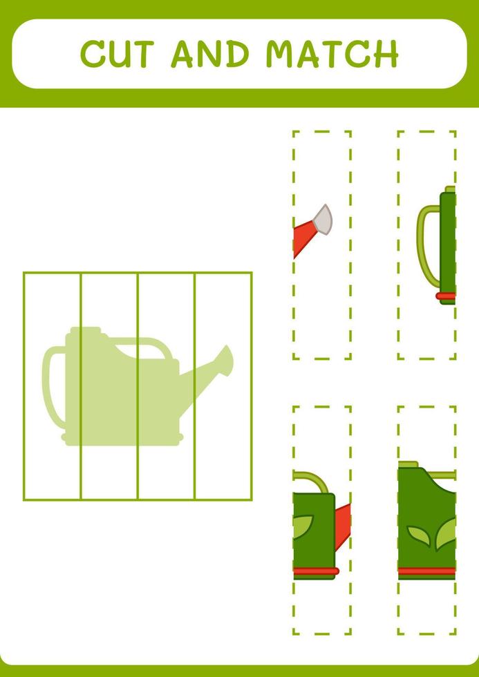 Cut and match parts of Watering can, game for children. Vector ...