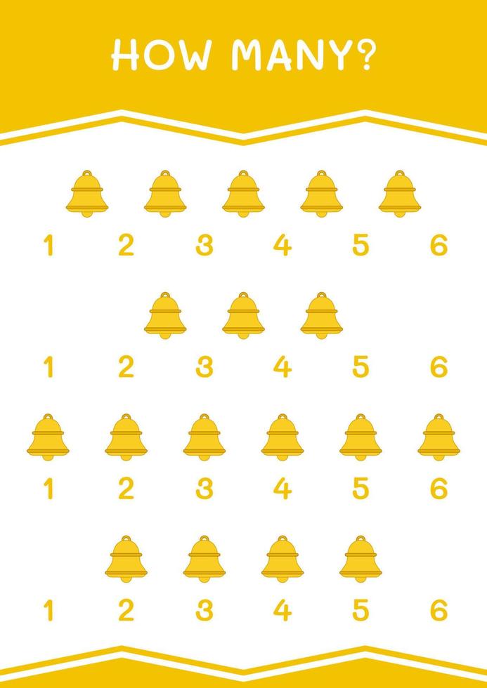 How many of Bell, game for children. Vector illustration, printable worksheet
