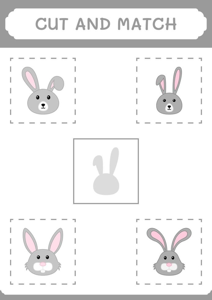 Cut and match parts of Rabbit, game for children. Vector illustration, printable worksheet