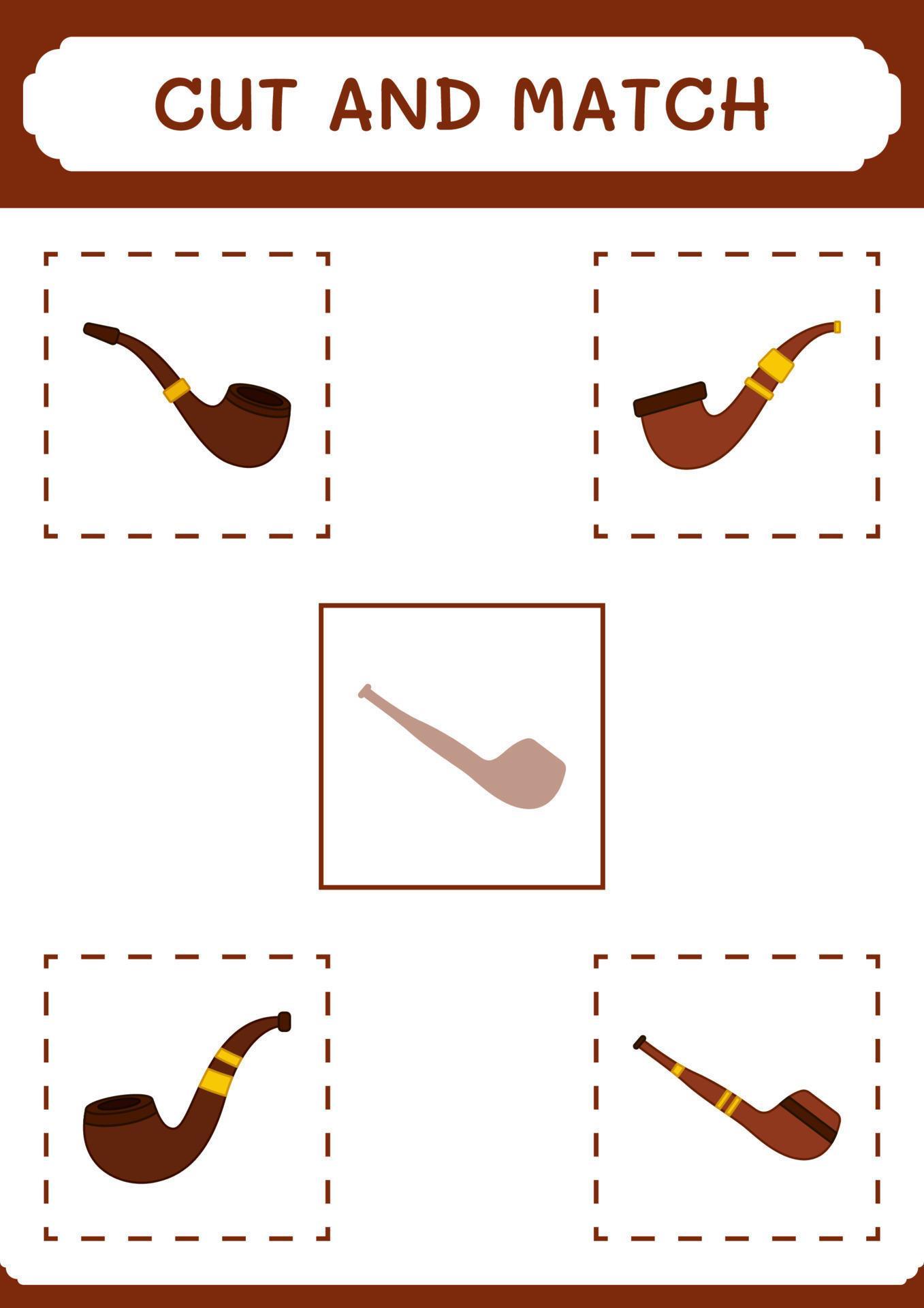 Cut and match parts of Smoking pipe, game for children. Vector