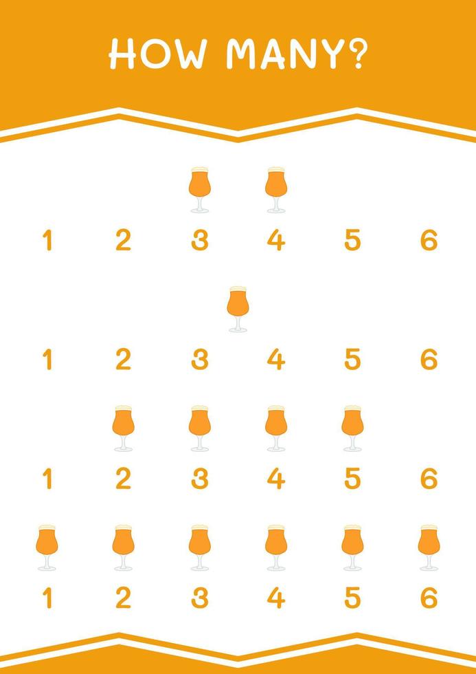 How many of Beer, game for children. Vector illustration, printable worksheet