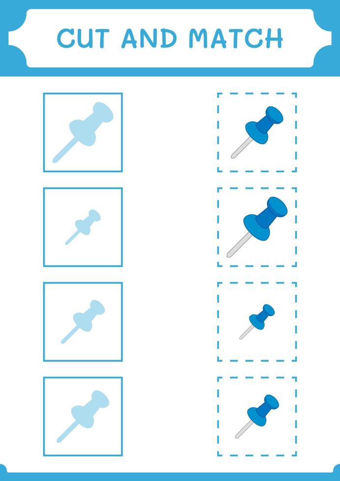 Cut and match parts of Push pin, game for children. Vector illustration ...