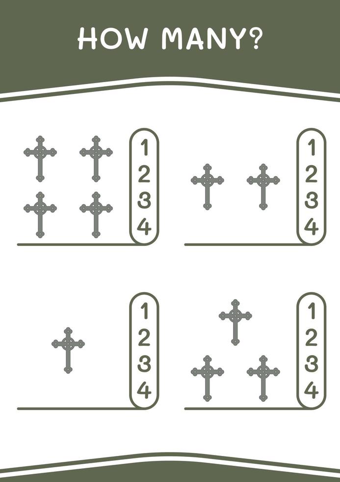 How many of Christian cross, game for children. Vector illustration, printable worksheet