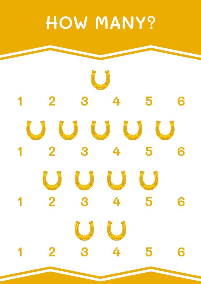 How many of Horseshoe, game for children. Vector illustration, printable worksheet