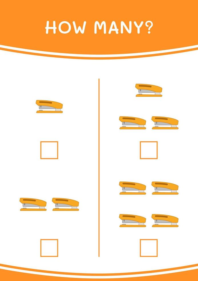 How many of Stapler, game for children. Vector illustration, printable worksheet