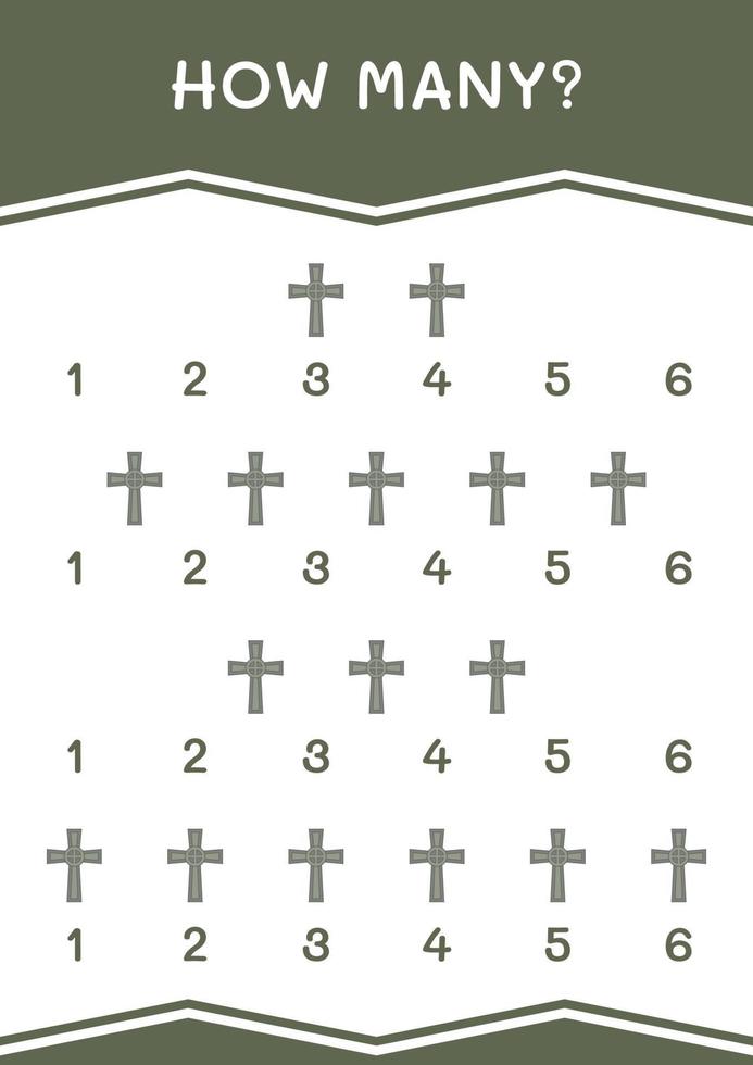 How many of Christian cross, game for children. Vector illustration, printable worksheet