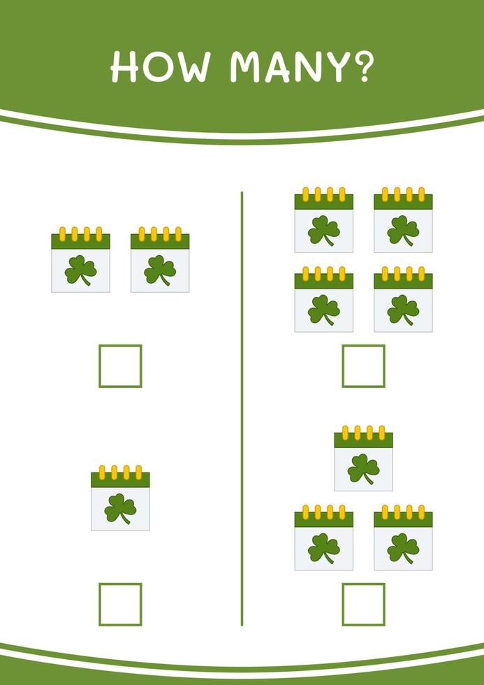 How many of Calender, game for children. Vector illustration, printable worksheet