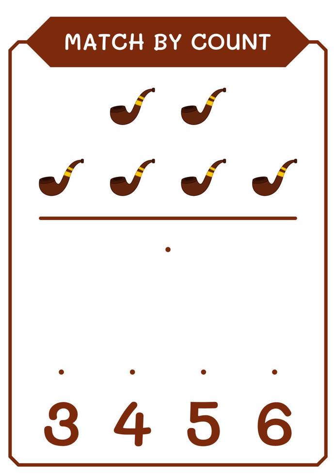Match by count of Smoking pipe, game for children. Vector illustration, printable worksheet