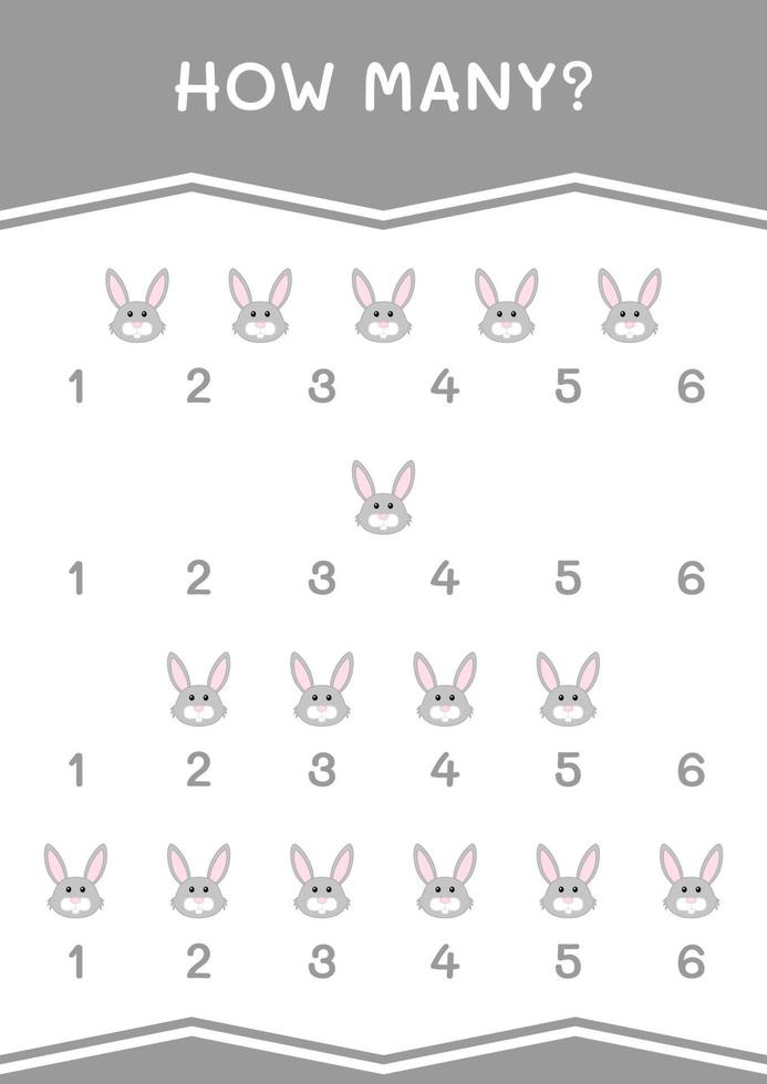 How many of Rabbit, game for children. Vector illustration, printable worksheet