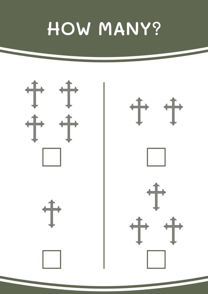 How many of Christian cross, game for children. Vector illustration, printable worksheet