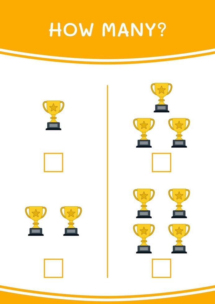 How many of Trophy, game for children. Vector illustration, printable worksheet