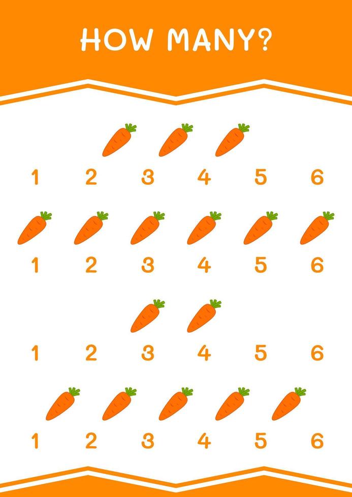 How many of Carrot, game for children. Vector illustration, printable worksheet