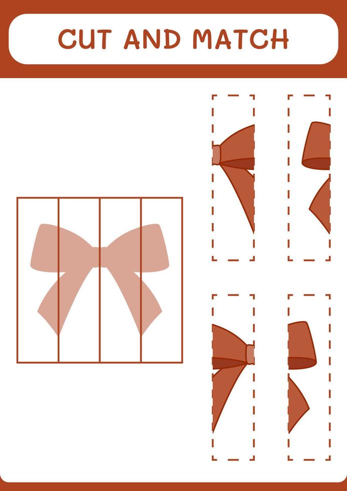 Cut and match parts of Ribbon, game for children. Vector illustration, printable worksheet