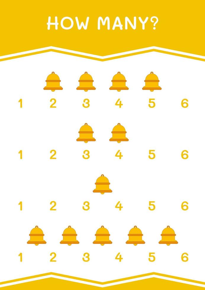 How many of Bell, game for children. Vector illustration, printable worksheet