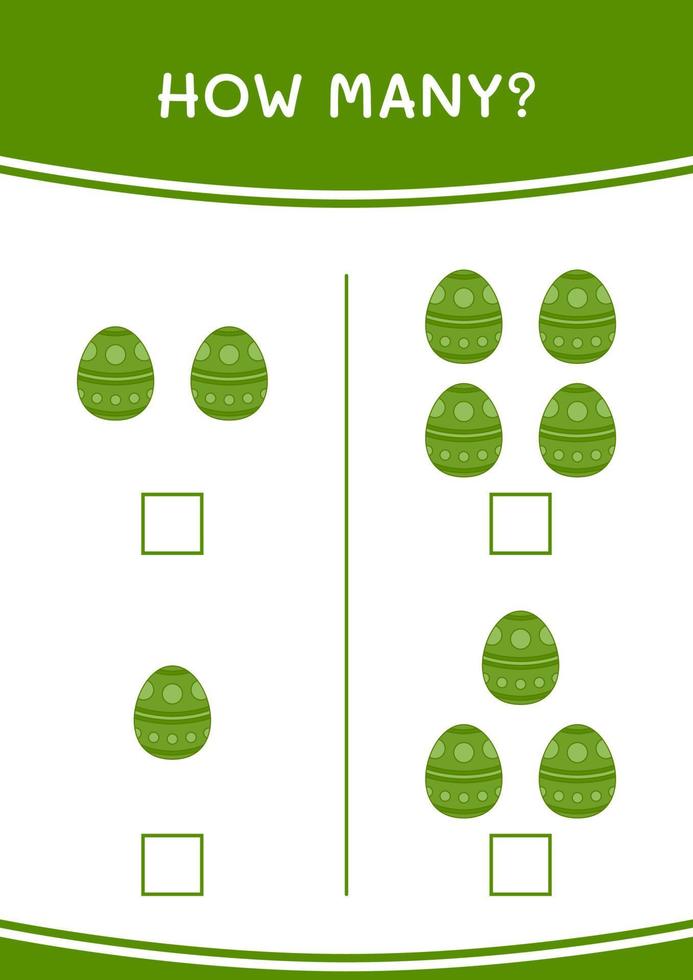 How many of Easter egg, game for children. Vector illustration, printable worksheet
