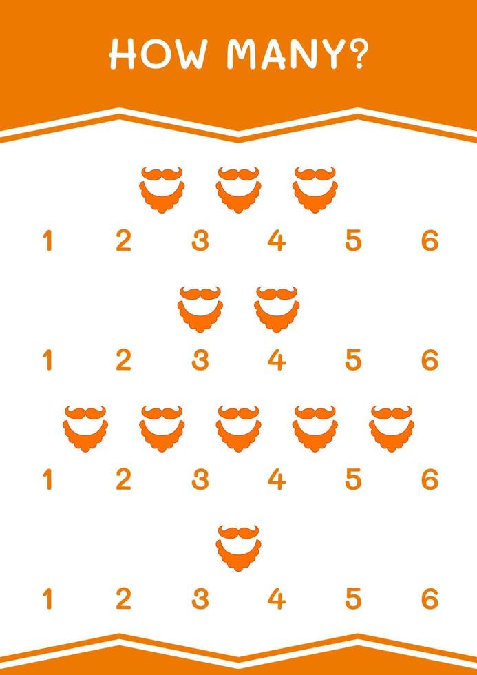 How many of Leprechaun beard, game for children. Vector illustration, printable worksheet