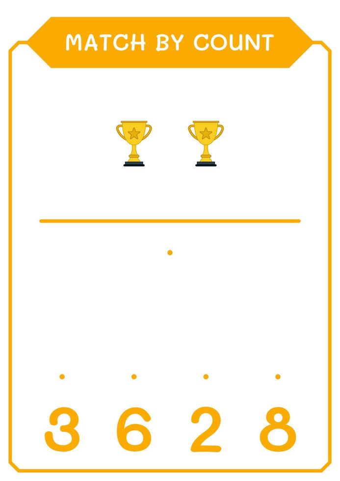 Match by count of Trophy, game for children. Vector illustration, printable worksheet