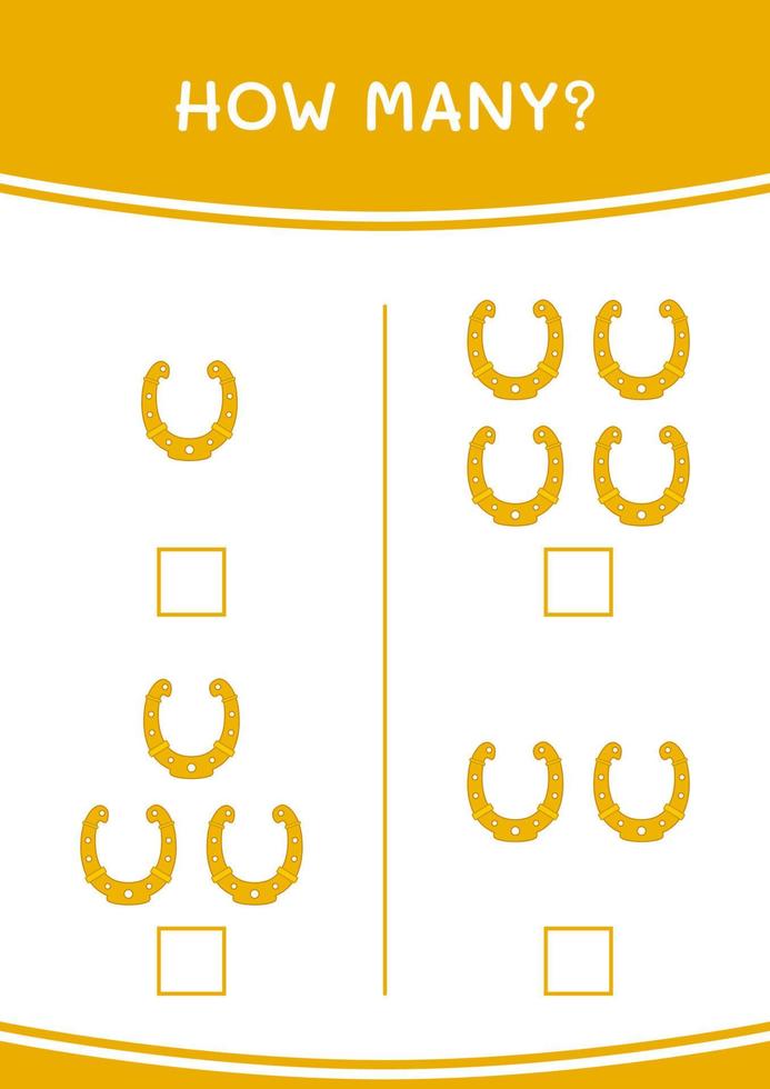 How many of Horseshoe, game for children. Vector illustration, printable worksheet