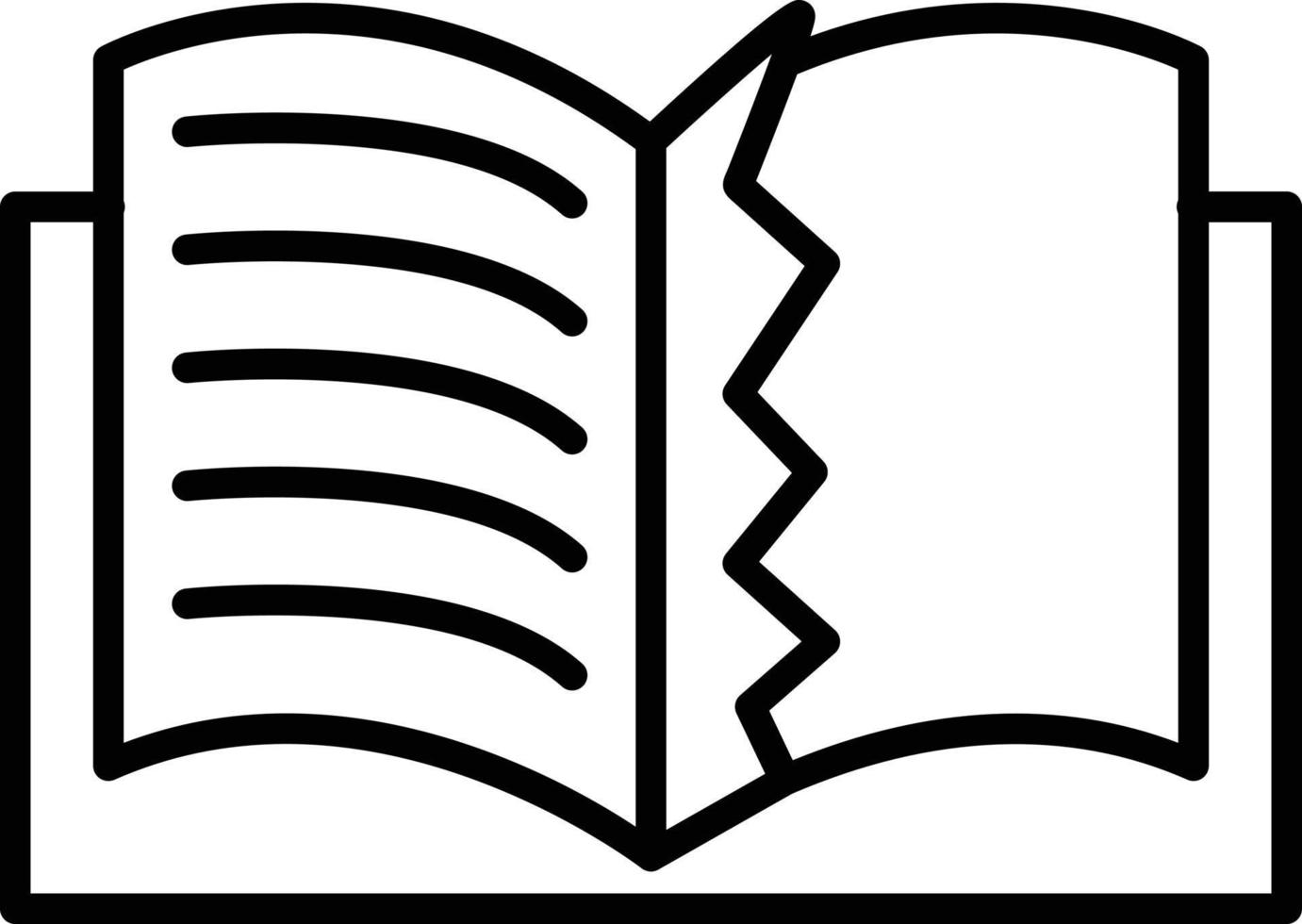 icono de contorno de libro rasgado vector