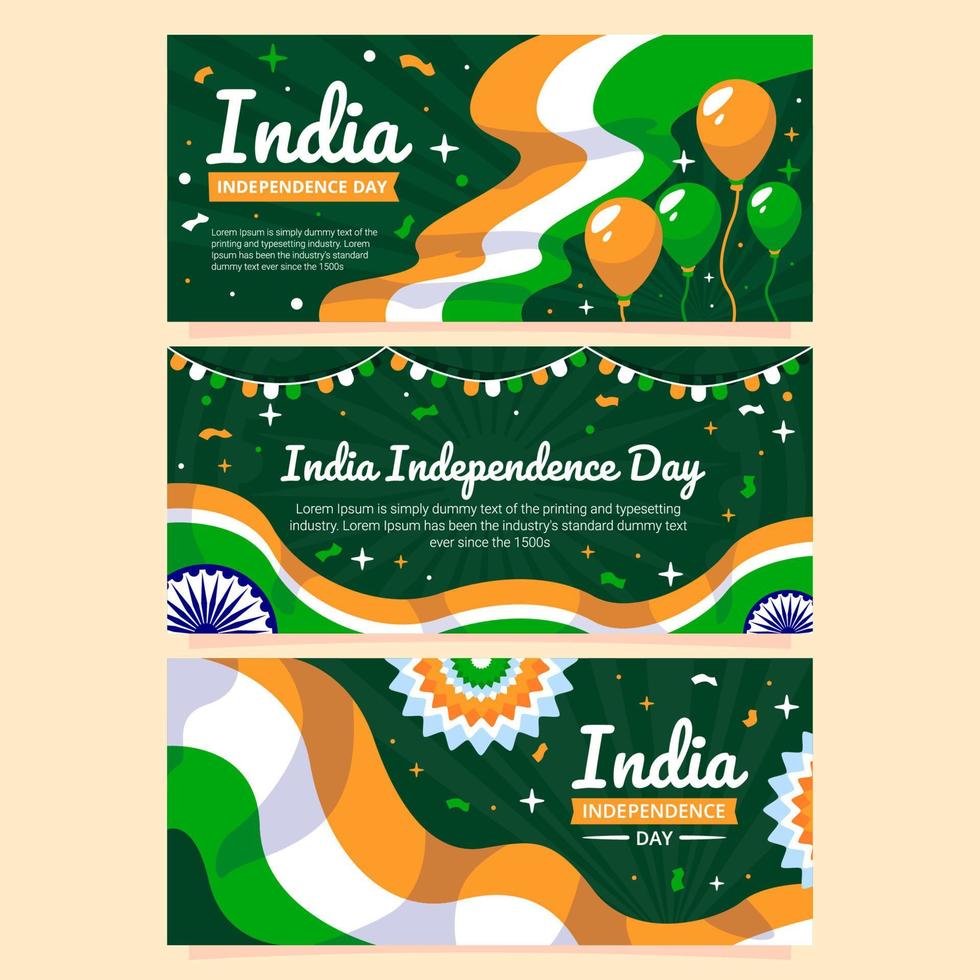 conjunto de banners del día de la independencia de la india vector