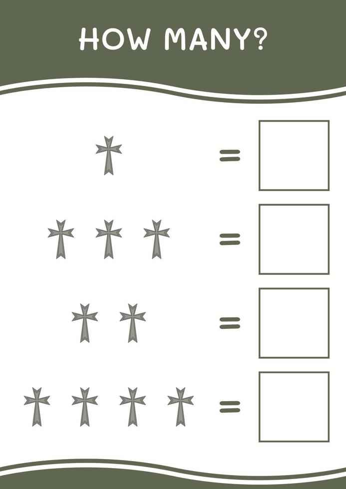 How many of Christian cross, game for children. Vector illustration, printable worksheet