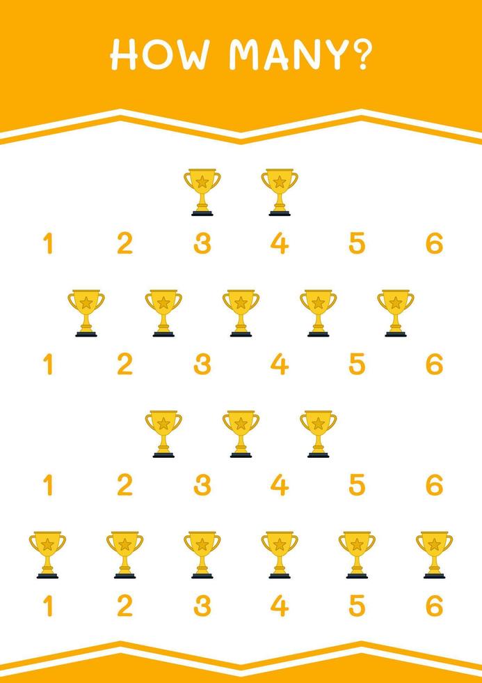 How many of Trophy, game for children. Vector illustration, printable worksheet