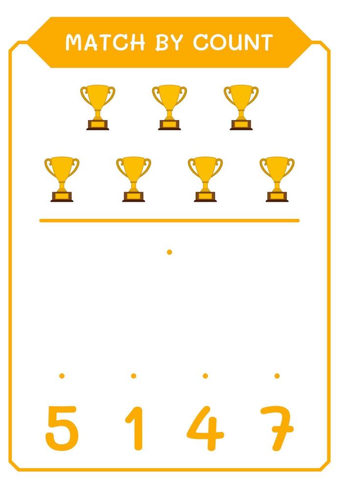 partido por conteo de trofeo, juego para niños. ilustración vectorial, hoja de cálculo imprimible vector