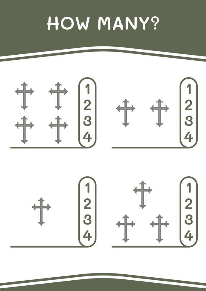 How many of Christian cross, game for children. Vector illustration, printable worksheet