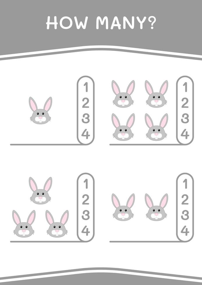 How many of Rabbit, game for children. Vector illustration, printable worksheet