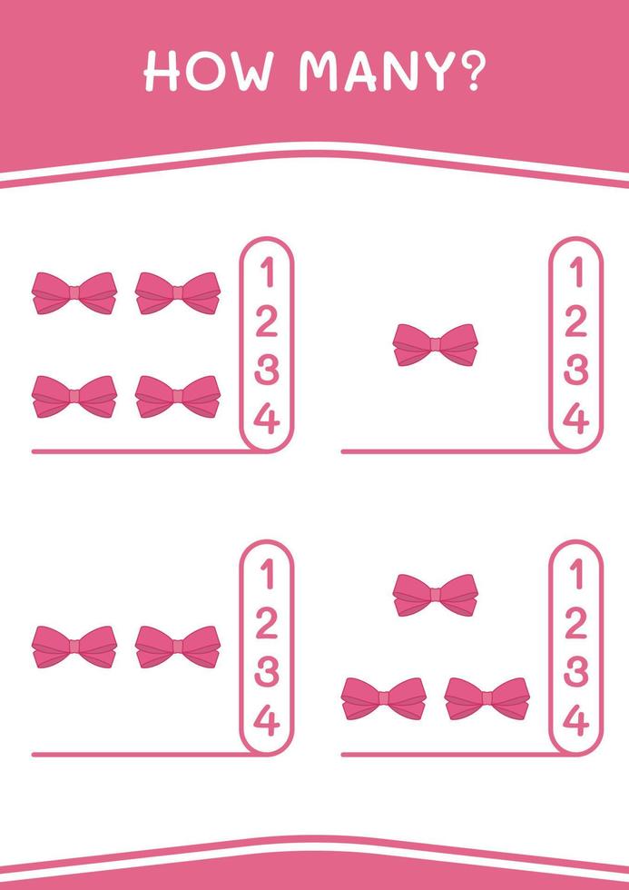 How many of Ribbon, game for children. Vector illustration, printable worksheet