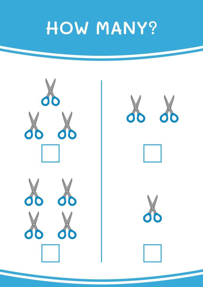 How many of Scissor, game for children. Vector illustration, printable worksheet