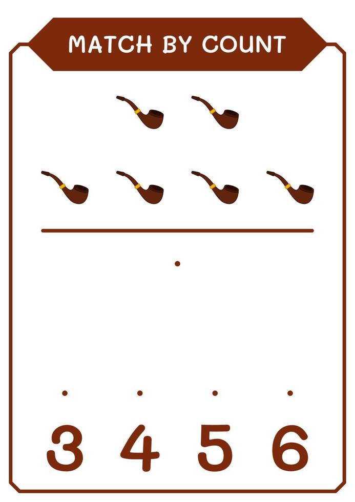 Match by count of Smoking pipe, game for children. Vector illustration, printable worksheet