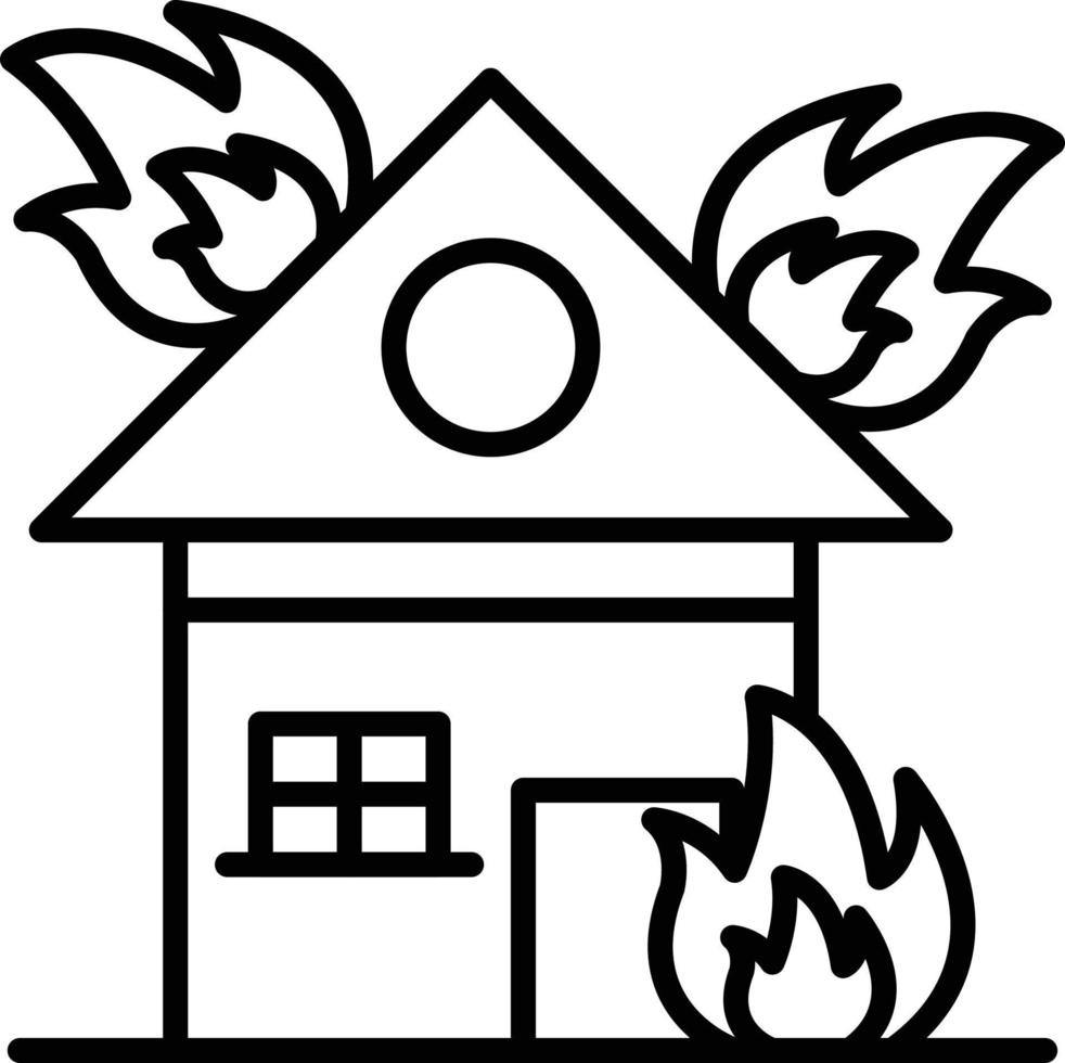 House On Fire Outline Icon vector