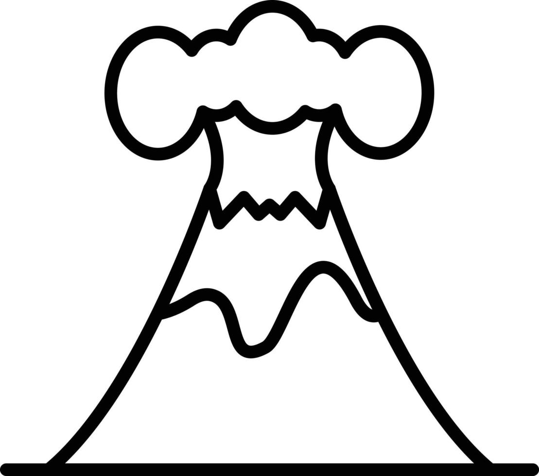 icono de contorno de volcán vector