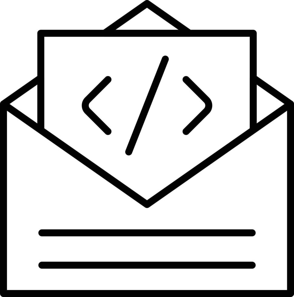 icono de esquema de código de correo vector